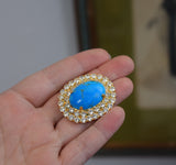 Double Crystal Cluster Brooch - Turquoise