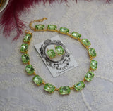 Light Green Aurora Crystal Earrings - Large Octagon
