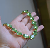 Light Green Aurora Crystal Necklace - Large Oval