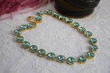 Sea Green Aurora Crystal Collet Necklace - Medium Round