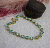 Sea Green Aurora Crystal Collet Necklace - Medium Round