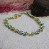 Sea Green Aurora Crystal Collet Necklace - Medium Round