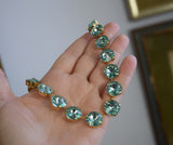 Sea Green Aurora Crystal Collet Necklace - Medium Round