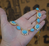 Turquoise and Crystal Swarovski Halo Necklace - Medium Oval
