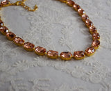 Peachy Pink Aurora Crystal Collet Necklace - Medium Oval