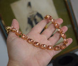 Peachy Pink Aurora Crystal Collet Necklace - Medium Oval