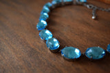 Aquamarine Mirror-backed collet necklace - Large Oval