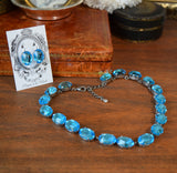 Aquamarine Mirror-backed collet necklace - Large Oval