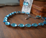 Aquamarine Mirror-backed collet necklace - Large Oval