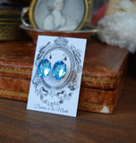 Aquamarine Mirror-backed collet necklace - Large Oval