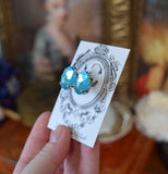 Aquamarine Mirror-backed collet necklace - Large Oval