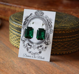 Emerald Crystal Earrings - Large Octagon
