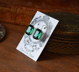 Emerald Crystal Earrings - Large Octagon