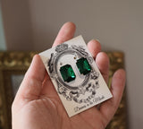 Emerald Crystal Earrings - Large Octagon