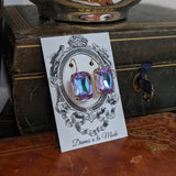 Pastel Rainbow Purple Aurora Earrings - Large Octagon