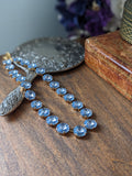 Light Blue Aurora Crystal Collet Necklace - Medium Round