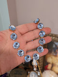 Light Blue Aurora Crystal Collet Necklace - Medium Round