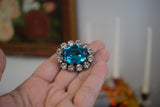 Blue Zircon Swarovski Crystal Cluster Brooch