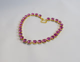 Bright Pink Crystal Collet Necklace - Small Round