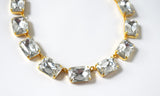 Clear Crystal Collet Necklace | Large Octagon Riviere