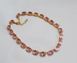 Light Pink Swarovski Crystal Necklace - Medium Oval Unfoiled Stones