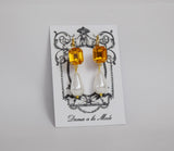 Golden Topaz Crystal and Pearl Earrings