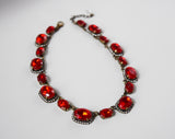 Ruby Red Halo Collet Necklace - Large and Medium Ovals
