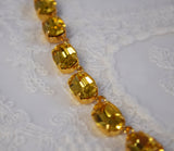 Golden Yellow Swarovski Crystal Necklace - Medium Oval