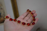 Ruby Red Crystal Collet Necklace - Medium Oval