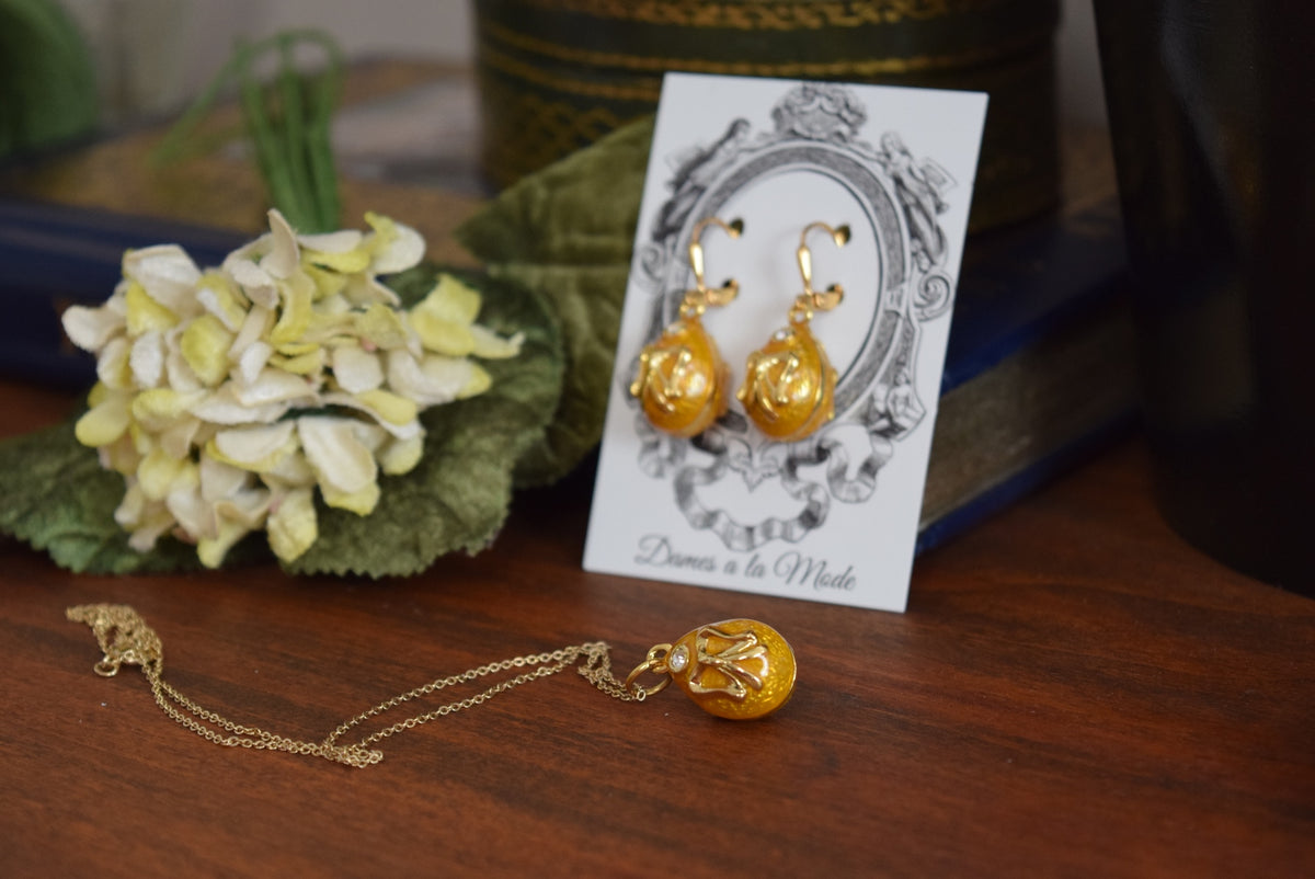 Faberge-Inspired Yellow Imperial Egg Earrings - Museum