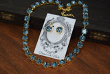 Indian Sapphire Aurora Crystal Collet Necklace - Small Round - ON SALE