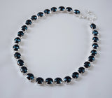 Navy Blue Paste Crystal Riviere Necklace - Small Oval
