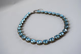 Aquamarine Blue Necklace, Swarovski Crystal - Small oval