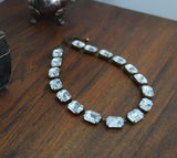 Clear Aurora Crystal Collet Necklace - Large Octagon