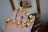 Yellow Aurora Crystal Collet Necklace - Medium Square