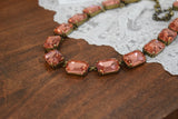 Peach Aurora Crystal Collet Necklace - Large Octagon