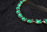 Emerald Green Aurora Crystal Collet Necklace - Medium Oval