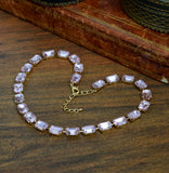 Light Pink Aurora Crystal Necklace - Medium Octagon