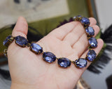 Purple Tanzanite Aurora Crystal Collet Necklace - Large Oval