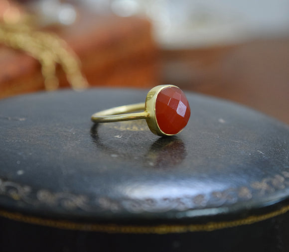 ON SALE Carnelian Octagon Vermeil Ring (limited sizes)