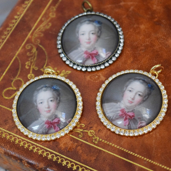 SALE! Miniature Portrait - Large Round - Madame de Pompadour