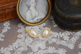 Pearl Halo Earrings - Large Oval