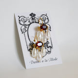 Silver Plated - Girandole Earrings - Small Crystal and Pearl