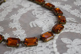 Orange Topaz Aurora Crystal Collet Necklace - Large Octagon