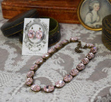 Blush Pink Aurora Crystal Collet Necklace - Large Oval