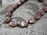 Blush Pink Aurora Crystal Collet Necklace - Large Oval