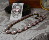 Blush Pink Aurora Crystal Collet Necklace - Large Oval