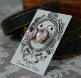 Blush Pink Aurora Crystal Collet Necklace - Large Oval