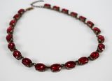 Raspberry Pink Crystal Collet Necklace - Medium Oval
