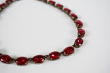 Raspberry Pink Crystal Collet Necklace - Medium Oval